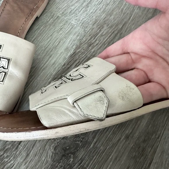 Tory Burch Melinda Slide Sandal Tan Beige 9 - Picture 8 of 9
